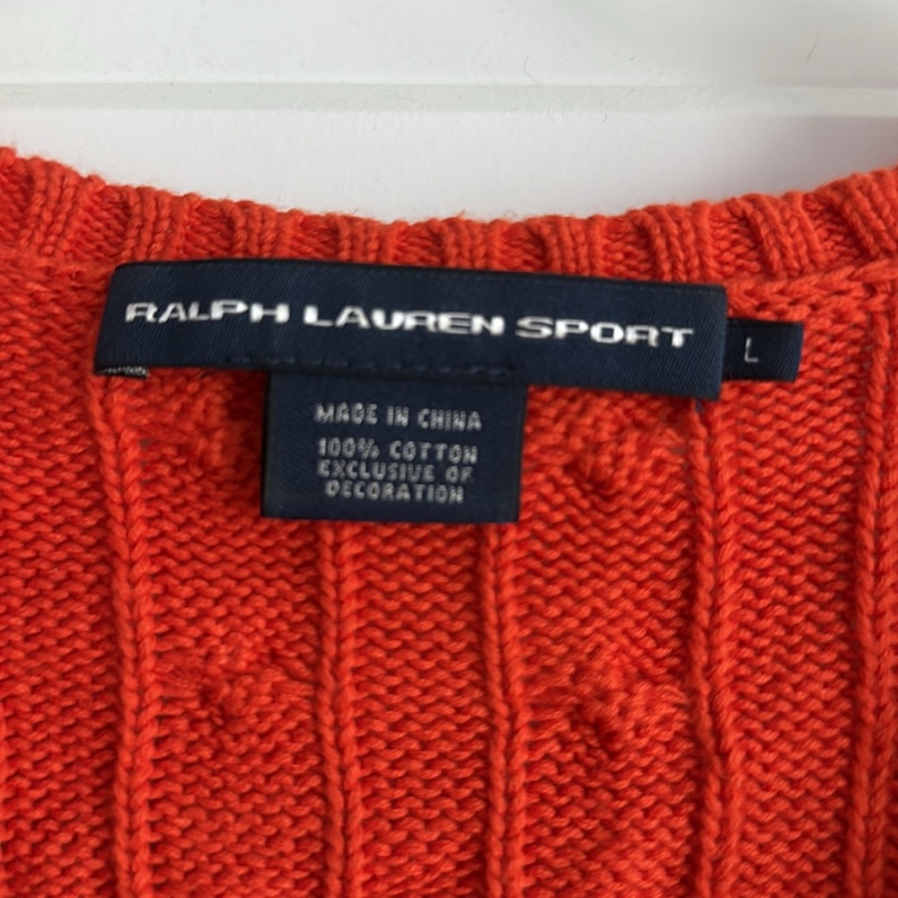 Ralph Lauren Women's V-Neck Sweater in Bright Orange - Picture 3 of 5